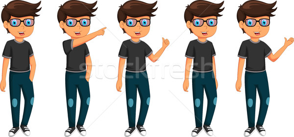 cute five man cartoon are standing Stock photo © jawa123