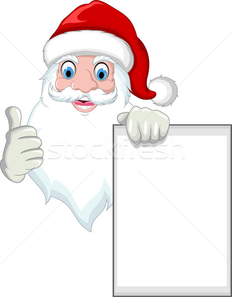 Santa clause cartoon thumb up with holding blank sign Stock photo © jawa123