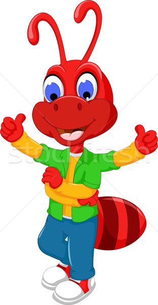 cute red ant cartoon thumb up Stock photo © jawa123