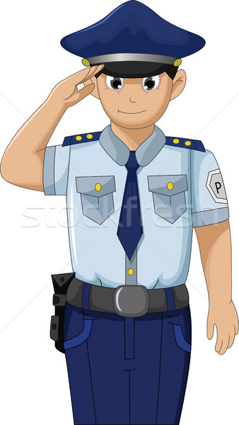 Police men in action respectable and saluting cartoon for your design Stock photo © jawa123