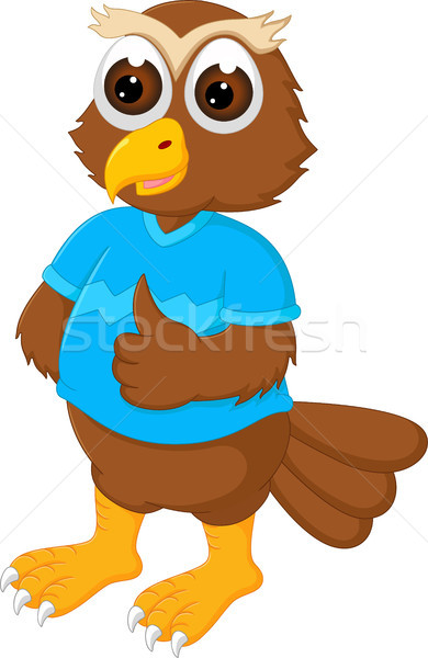 cute owl cartoon standing with smile and thumb up Stock photo © jawa123