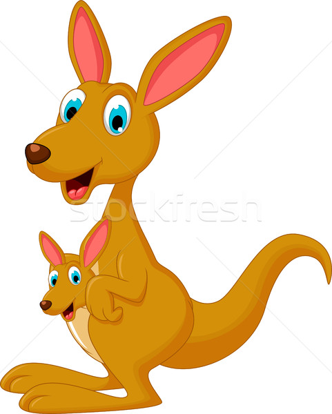 cute cartoon kangaroo carrying a cute Joey Stock photo © jawa123