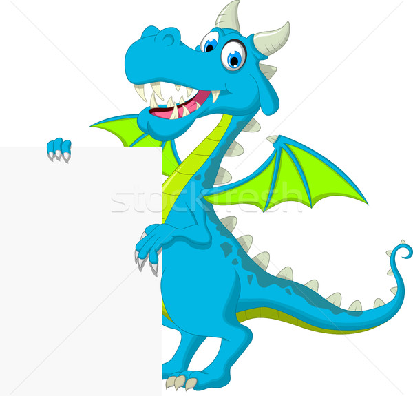 Foto stock: Azul · dragón · Cartoon · signo