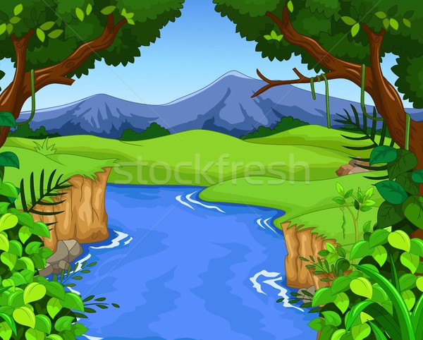 Stock photo: green forest with river