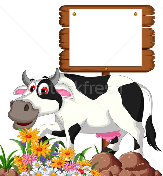 cow cartoon posing with blank sign Stock photo © jawa123