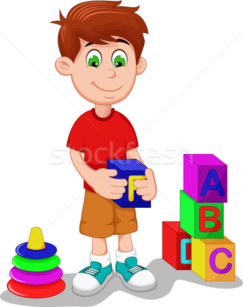 Cute chłopca cartoon gry lego Zdjęcia stock © jawa123
