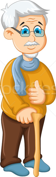 Stock photo: cute old man cartoon thumb up