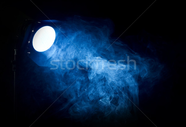 Vintage theater blue light beam from projector on black backgrou Stock photo © jaycriss