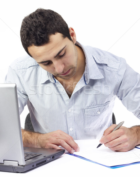 Om de afaceri semnare contract arata bine cămaşă muncă Imagine de stoc © jaycriss