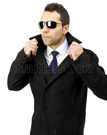 Porträt ernst stehen Mann Sonnenbrillen Hände Stock foto © jaycriss