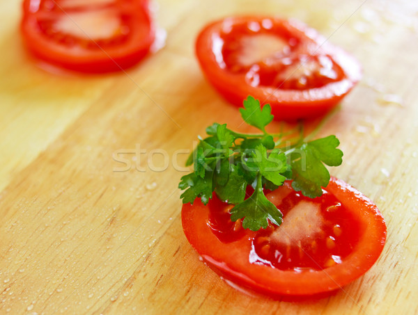 Frischen geschnitten Tomaten Wassertropfen Gruppe rot Stock foto © jaycriss