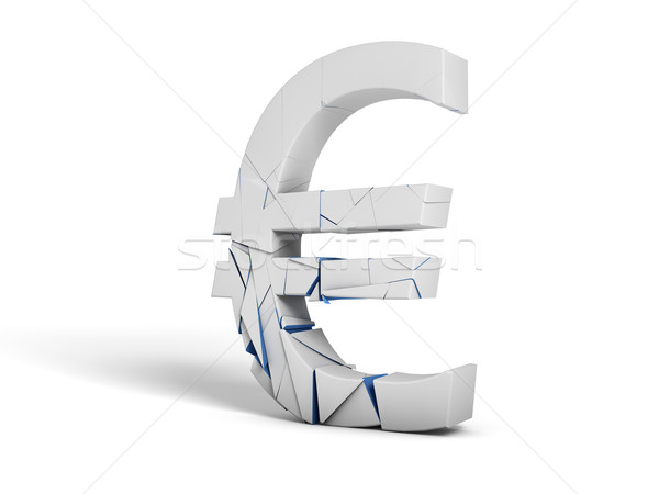 Stock photo: Euro symbol breaking down
