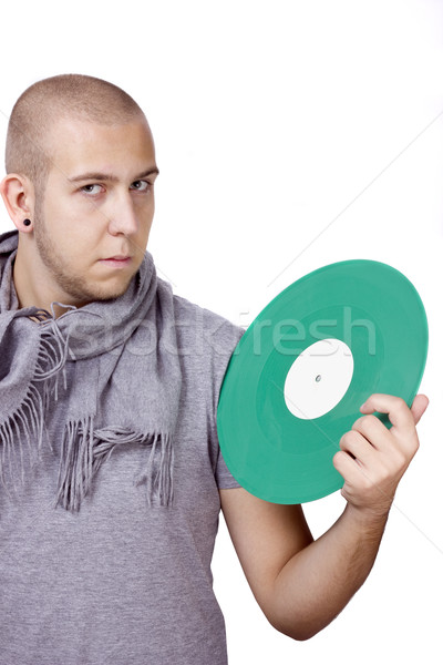 Man holding green vinyl Stock photo © jaycriss