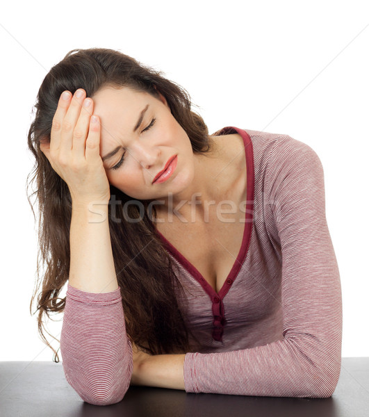 Stock photo: Beautiful woman with terrible headache