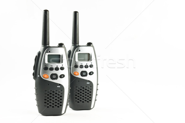 Dos aislado blanco tecnología radio hablar Foto stock © jaykayl