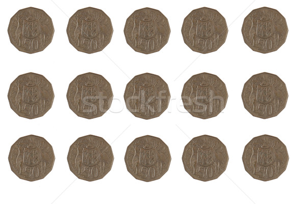 Ausztrál pénz sorok ausztrál 50 cent érmék Stock fotó © jeayesy