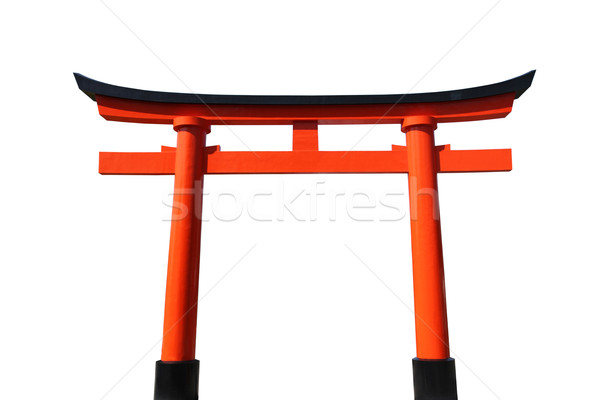 Сток-фото: Японский · ворот · оранжевый · черный · изолированный · белый