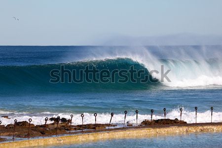 Large Wave at Newcastle Baths - Australia Stock photo © jeayesy