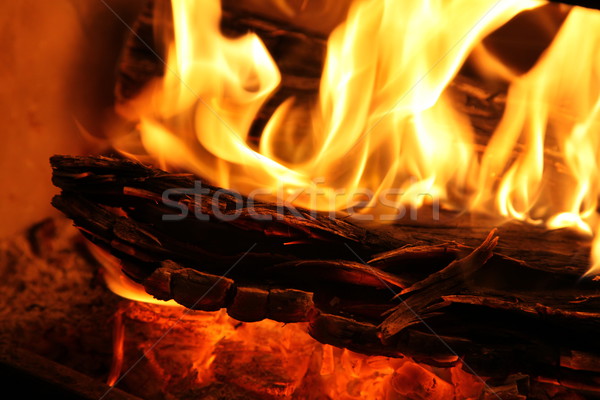 Fogo devagar combustão madeira luz Foto stock © jeayesy