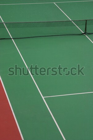 Tennisbaan lege groene tonen zijlijn net Stockfoto © jeayesy