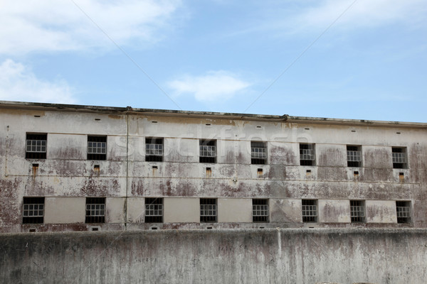 ストックフォト: 刑務所 · 窓 · 捨てられた · ウィンドウ · セキュリティ · 青