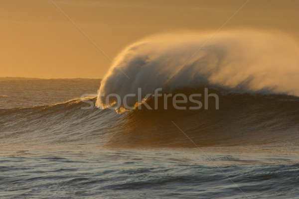 Ola aerosol grande invierno amanecer surf Foto stock © jeayesy