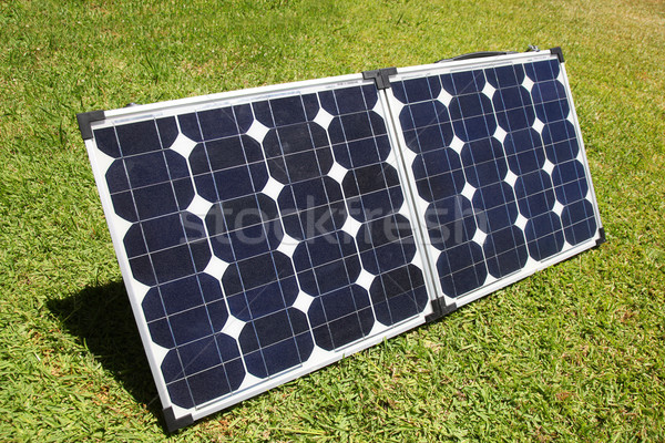 Pannelli solari set portatile usato camping erba Foto d'archivio © jeayesy