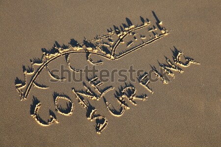 カリフォルニア 書かれた 砂 ビーチ 太陽 シンボル ストックフォト © jeayesy