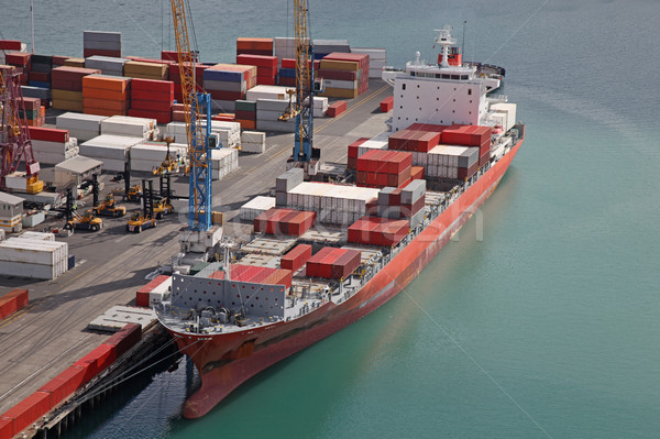 Containerschiff Port New Zealand Meer Metall Industrie Stock foto © jeayesy