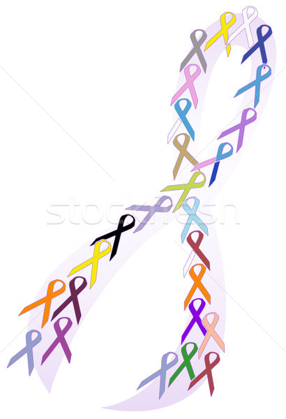 Krebs Bewusstsein Band Collage schönen Bänder Stock foto © jeff_hobrath