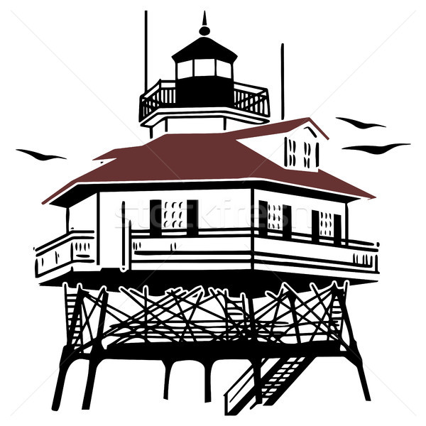 Lighthouse Drawing Vector Illustration Stock photo © jeff_hobrath