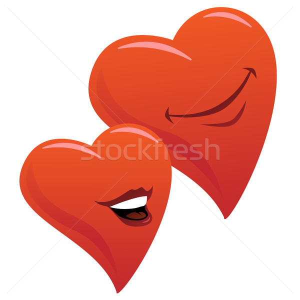 Cute Smiling Romantic Hearts Couple Cartoon Vector Illustration Stock photo © jeff_hobrath