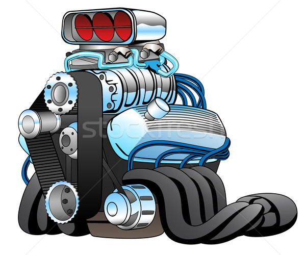 Hot Rod Race Car Engine Cartoon Vector Illustration Stock photo © jeff_hobrath