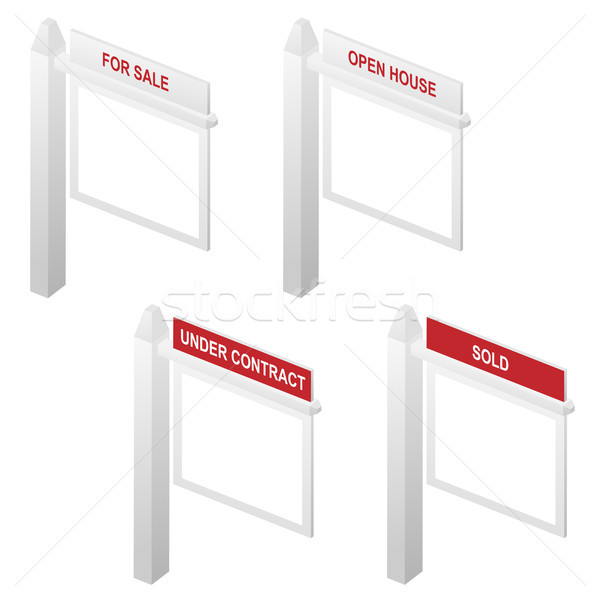 Real Estate For Sale, Sold, Open House and Under Contract Signs Stock photo © jeff_hobrath