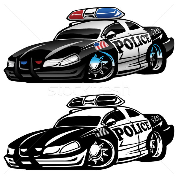 Police Muscle Car Cartoon Vector Illustration Stock photo © jeff_hobrath