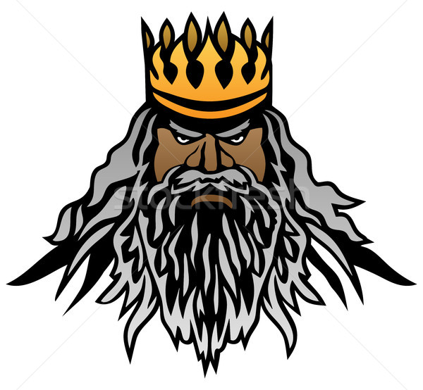 Re testa capelli lunghi barba indossare corona Foto d'archivio © jeff_hobrath