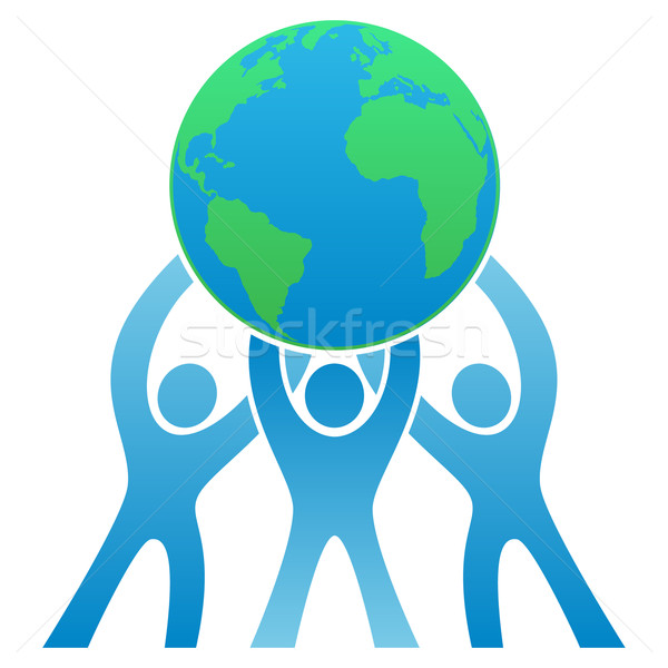 Teamwerk aarde logo mooie schone eenvoudige Stockfoto © jeff_hobrath