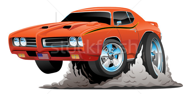 Clasic american muscle car desen animat fierbinte portocaliu Imagine de stoc © jeff_hobrath