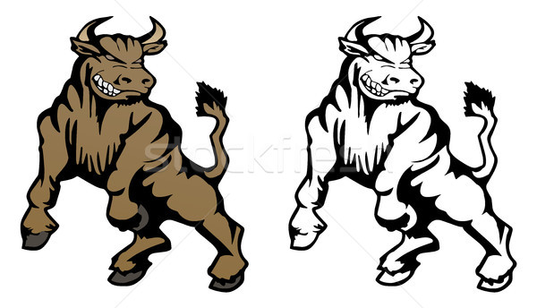 Toro mascotte illustrazione aggressivo logo Foto d'archivio © jeff_hobrath