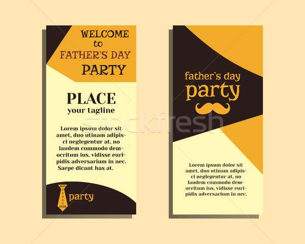 Happy Fathers Day flyer template with mustache and tie. Best for thematic party. Isolated on bright  Stock photo © JeksonGraphics