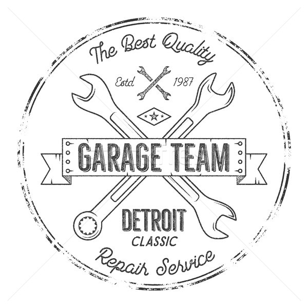 Garage service vintage tee design graphics, Detroit classic, repair service typography print. Black  Stock photo © JeksonGraphics