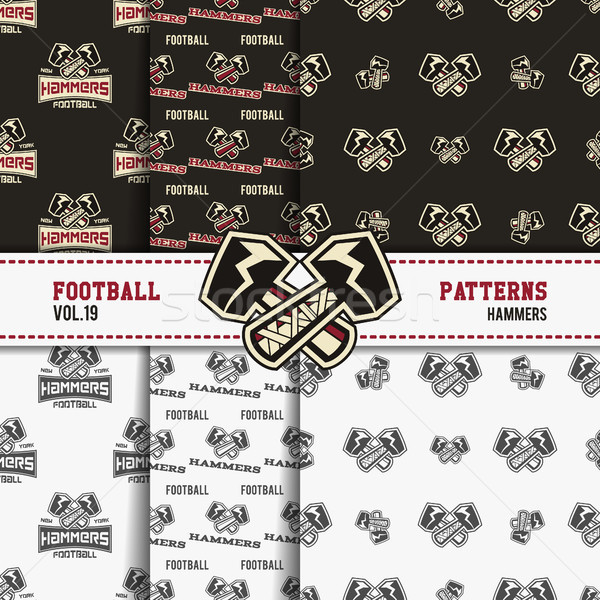 Set of american football patterns. Usa sports seamless background collection. Sport wallpaper with h Stock photo © JeksonGraphics