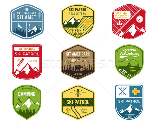 Set of Ski Club, Patrol Labels. Vintage Mountain winter camping explorer badges. Outdoor adventure l Stock photo © JeksonGraphics