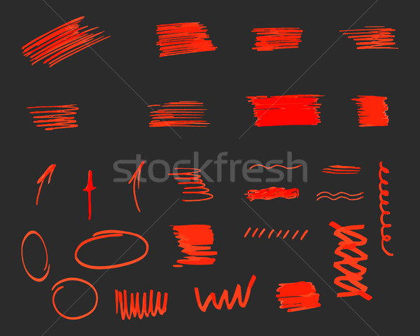 Different design elements, brush strokes isolated on grey background. Set of unusual symbols and ele Stock photo © JeksonGraphics