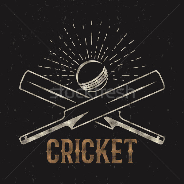 Foto stock: Retro · cricket · club · emblema · diseno · logo