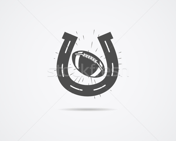Vector American football lucky horseshoe label. Unusual sports emblem design. Usa sport logo concept Stock photo © JeksonGraphics