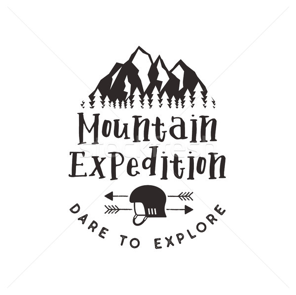Foto stock: Montana · expedición · etiqueta · escalada · símbolos · tipo