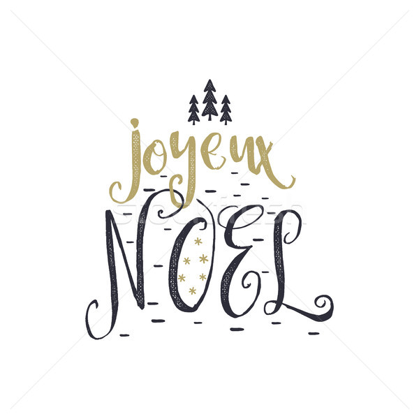 Noël français accueil typographie design Photo stock © JeksonGraphics