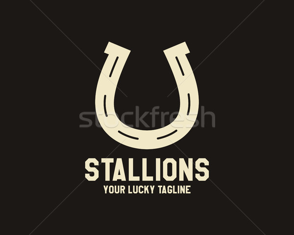 Vector American football lucky horseshoe labels set. Unusual sports emblem design with sunbursts. Us Stock photo © JeksonGraphics