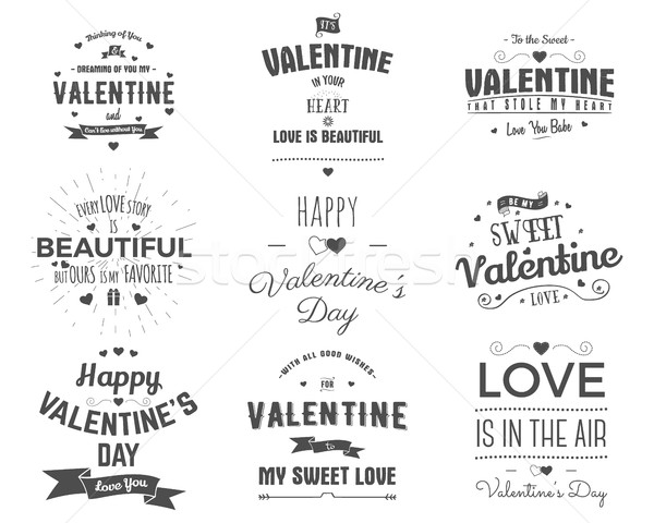  photo overlays, hand drawn lettering collection, inspirational quote. Valentine day labels set. Lov Stock photo © JeksonGraphics